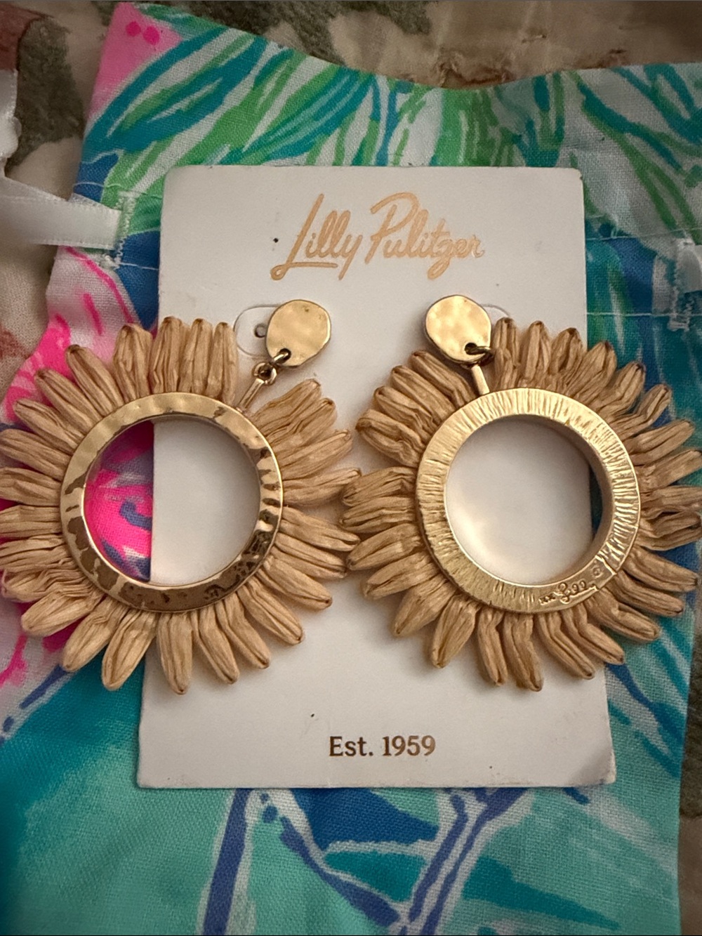 Lilly Pulitzer Gold Sunflower Statement Earrings